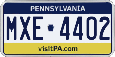 PA license plate MXE4402