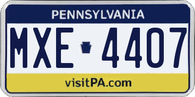 PA license plate MXE4407