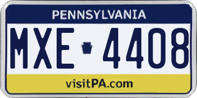 PA license plate MXE4408