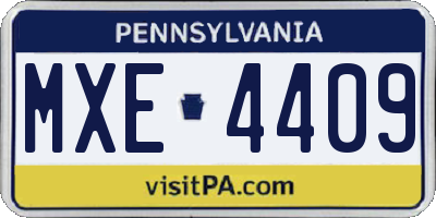PA license plate MXE4409