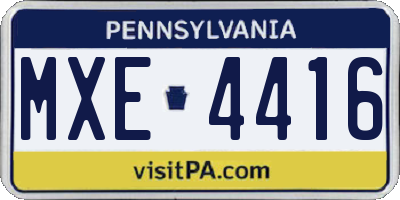 PA license plate MXE4416