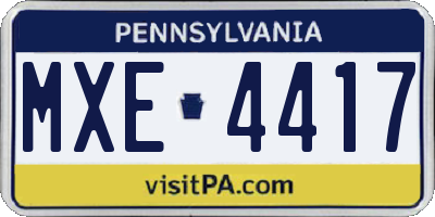 PA license plate MXE4417