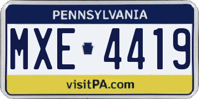 PA license plate MXE4419