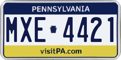PA license plate MXE4421