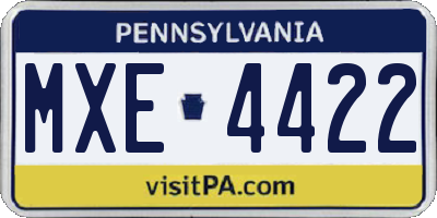 PA license plate MXE4422