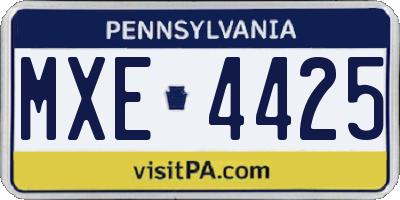 PA license plate MXE4425