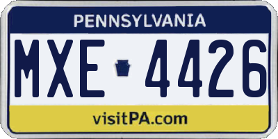 PA license plate MXE4426