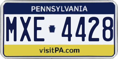 PA license plate MXE4428