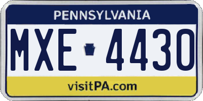 PA license plate MXE4430