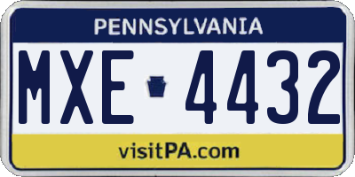 PA license plate MXE4432