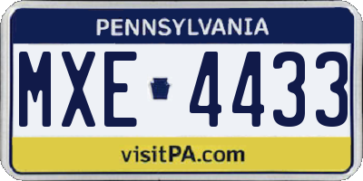 PA license plate MXE4433