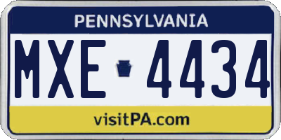 PA license plate MXE4434