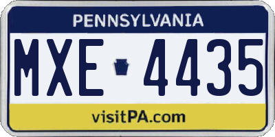 PA license plate MXE4435