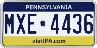 PA license plate MXE4436