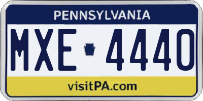 PA license plate MXE4440