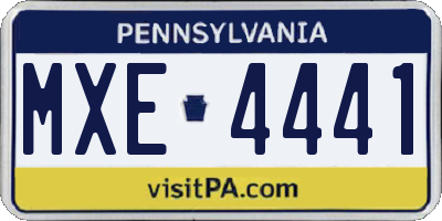 PA license plate MXE4441