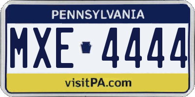 PA license plate MXE4444