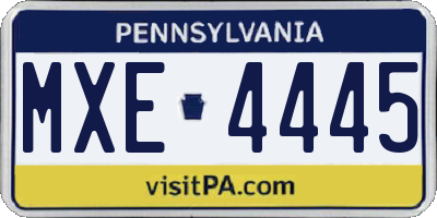 PA license plate MXE4445