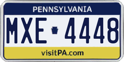 PA license plate MXE4448