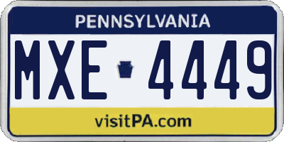 PA license plate MXE4449