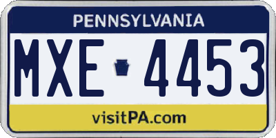 PA license plate MXE4453