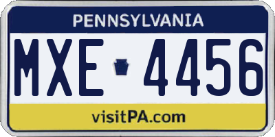 PA license plate MXE4456