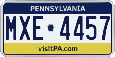 PA license plate MXE4457