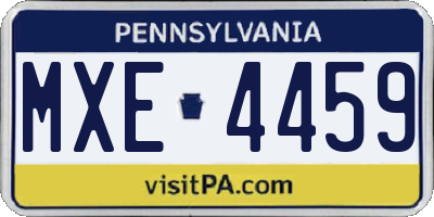 PA license plate MXE4459