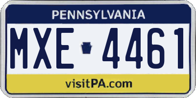 PA license plate MXE4461