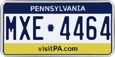 PA license plate MXE4464