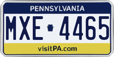 PA license plate MXE4465