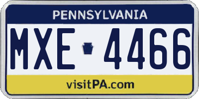 PA license plate MXE4466