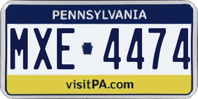 PA license plate MXE4474