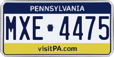 PA license plate MXE4475