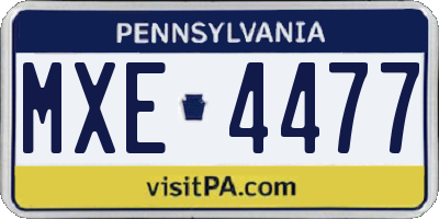 PA license plate MXE4477