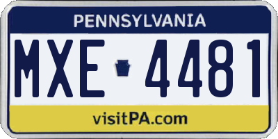 PA license plate MXE4481