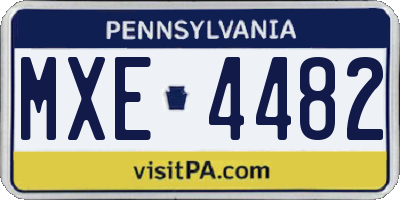 PA license plate MXE4482