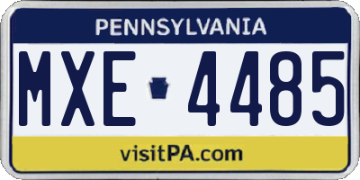 PA license plate MXE4485