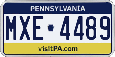 PA license plate MXE4489