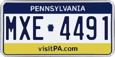 PA license plate MXE4491
