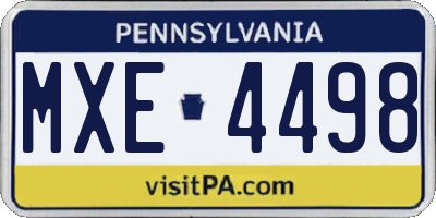PA license plate MXE4498