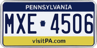 PA license plate MXE4506