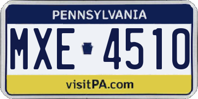PA license plate MXE4510