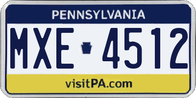 PA license plate MXE4512