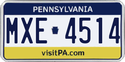 PA license plate MXE4514
