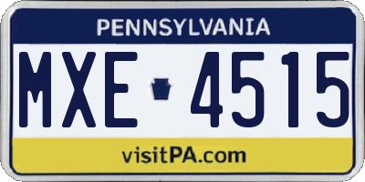 PA license plate MXE4515