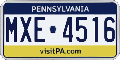 PA license plate MXE4516