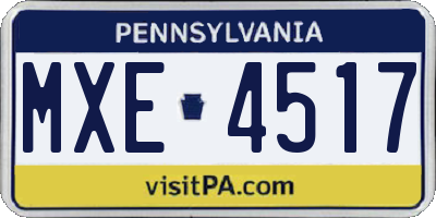 PA license plate MXE4517
