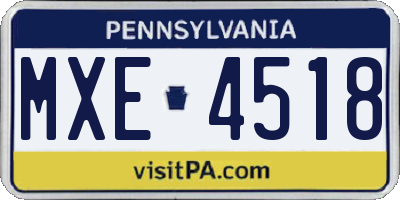 PA license plate MXE4518