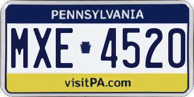 PA license plate MXE4520